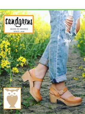Sandgrens Sweden Handmade Wooden Clog Victoria Sandals    Size EU 38 | 7-7.5